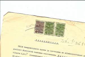 Asiakirja leimamerkein Mietoinen 1949  - kauppakirja