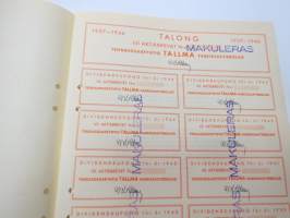 Tehdasosakeyhtiö Tallma Fabriksaktiebolag, 1 000 mk, Helsingfors 1936 -osakekirja / share certificate