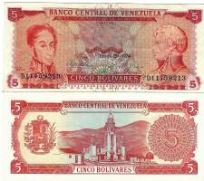 Venezuela 5 Bolivares 1989 - 74  seteli