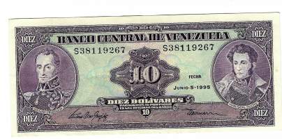 Venezuela 10 Bolivares 1995 -   seteli