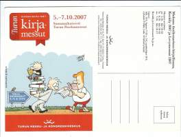 B.Virtanen/Turun Kirjamessut/Ilkka Heilä  mainospostikortti, postikortti kulkematon  - Ilkka Heilä (s. 1956 Tammisaari) on kaarinalainen sarjakuvapiirtäjä, joka