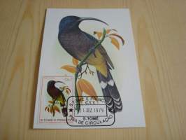 Lintu, maksikortti, ensipäiväkortti, Sao Tome &amp; Principe, 1979, FDC. Katso myös muut kohteeni mm. noin 1200 erilaista amerikkalaista ensipäiväkuorta