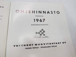 Muovit 1967 - Rakennustuotteet - Yhtyneet Muovitehtaat Oy (Vaasan Tehtaat - Pietarsaaren Tehtaat) -tuoteluettelo + teknistä tietoa -product catalog