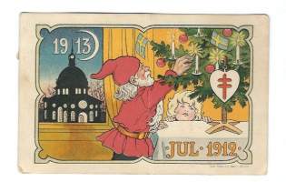 Jul 1912 / 1913  - uudenvuodenkortti postikortti  kulkenut