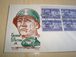 Kenraali George S. Patton, WWII, 2. maailmansota, 1953, USA, ensipäiväkuori, FDC, esim. lahjaksi. Katso myös muut kohteeni, minulla on myynnissä mm. noin 700