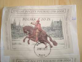 2 kpl, 450 vuotta Puolan posti 1558-2008, todella hienot silkkipostimerkit, koko noin 7,5 cm x 10, 5 cm/kpl, leimattu 2017, Krakow. Katso myös muut kohteeni mm.