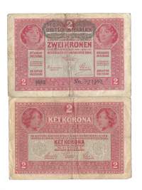 Itävalta  ( Deutschösterreich ) 2 Kronen 1917 seteli