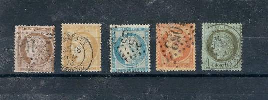 Ranska erä 1800-luvun postimerkkejä 5 eril