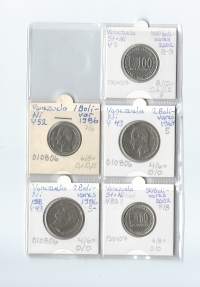 Venezuela 5 kolikkoa 1967-2002  tekstit kuvassa  - ulkomainen kolikko