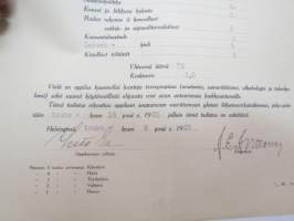 Valtionrautatiet - Päästötodistus Valtionrautateiden virkamiesoppikursseilta nr 390 9.5.1925 Eino Johannes Silvennoinen -certificate of State Railways Traffic