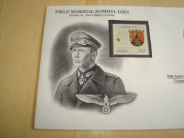 2. maailmansota, WWII, Field Marshal Rommel Dies, Natsisaksa, 50th Anniversary World War Commemorative Cover, 1944-1994, kuori + kortti, harvinaisempi versio,