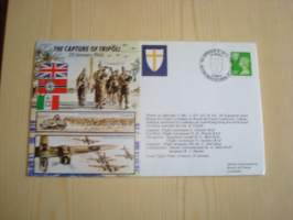 WWII, The Capture of Tripoli, R.A.F., Royal Air Force, 2. maailmansota, 1993, Iso-Britannia, ensipäiväkuori, FDC + kortti. Katso myös muut kohteeni mm. noin 1200