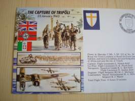 WWII, The Capture of Tripoli, R.A.F., Royal Air Force, 2. maailmansota, 1993, Iso-Britannia, ensipäiväkuori, FDC + kortti. Katso myös muut kohteeni mm. noin 1200