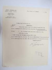 Joh. Askolin, Borgå &amp; Forsby, 4.1.1936 - Suomen Sahanterätehdas Oy, Tampere -asiakirja -business document