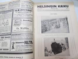 Helsingin Kaiku 1914 nr 9, sis. mm. seur. artikkelit / kuvat / mainokset; Kannen vinjettikuvitus Toivo Vikstedt, Taidetakomo Koru - Walaistuskappaleita, Star