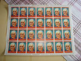 Franklin Roosevelt, WWII, 2. maailmansota, täysi postimerkkiarkki, kookkaita postimerkkejä, Ajman, vuodelta 1972, harvinainen. Katso myös muut kohteeni mm. noin