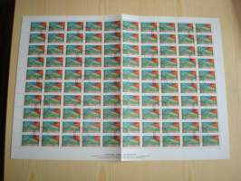 Rukoilijasirkka, 100 postimerkin postimerkkiarkki 25:llä leimalla, Bulgaria, vuodelta 1992, hieno. Katso myös muut kohteeni mm. noin 1200 erilaista amerikkalaista