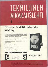 Teknillinen Aikakausilehti  1958  nr 5 / rahapolitiikka, atomienergia, tekniikka ja yhteiskunta, rakennusinsinööriosaston uudisrakennus
