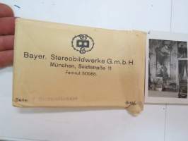 Bayerische Stereobildwerke G.m.b.H., München - Serie 7. Herrenchiemsee - stereokuvasarja alkuperäisessä pussissaan, steroscopic pictures / photographs, original