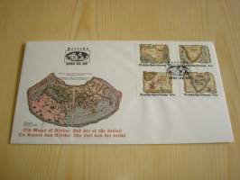 Old Maps of Africa, vanhat kartat, 1992, Bobhuthatswana, ensipäiväkuori, FDC + kortti, 4 erilaista postimerkkiä, hieno. Katso myös muut kohteeni mm. noin 1200