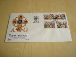Pääsiäinen, Jeesus, Easter Stamps, 1993, Bobhuthatswana, ensipäiväkuori, FDC + kortti, 4 erilaista postimerkkiä, hieno. Katso myös muut kohteeni mm. noin