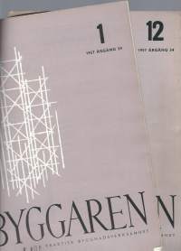 Byggaren : tidskrift för praktisk byggnadsverksamhet / utgivare: Svenska byggmästarföreningen i Finland.  1957 nrot 1-12   koko vuosikerta