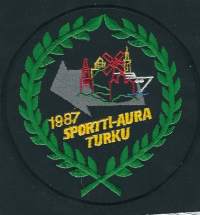 Sportti-Aura 1987  Turku -   hihamerkki kangasmerkki