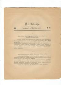 Kiertokirje N:o 3 Suomen Postihallitukselta 16.1.1896 - Tilaa ottavat postipaketit, postipaketit Serbia, Suur´Britannia, Irlanti.../Postihallitus oli vuosina