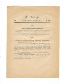 Kiertokirje N:o 17  Suomen Postihallitukselta 20.6.1896 - Kökar, Dalsbruk Dragsfräd, Kimito postitoimistot  ...  /Postihallitus oli vuosina 1881–1927