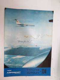 Aeroflot Tupolev-134 Аерофлот Туполев-134 -lentokone -esite venäjäksi / aeroplane brochure in russian