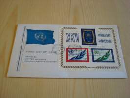 United Nations 25th Anniversary, YK, Yhdistyneet Kansakunnat, 1970, USA, ensipäiväkuori, FDC. Katso myös muut kohteeni mm. noin 1200 erilaista amerikkalaista