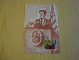 John F. Kennedy, JFK, 1964, San Marino, maksikortti, FDC. Katso myös muut kohteeni mm. noin 1200 erilaista amerikkalaista ensipäiväkuorta 1920-luvulta