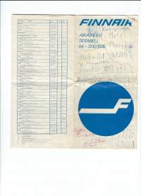Foinnair koti- ja ulkomaan aikataulut ja hinnat 1976