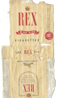 REX -  tupakkaetiketti, saumoista avattu tupakka-aski