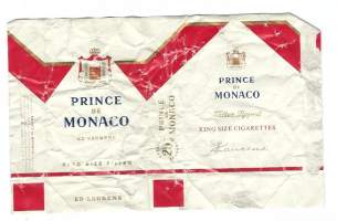 Prince de Monaco -  tupakkaetiketti, saumoista avattu tupakka-aski