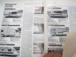 Matkailuvaunut vetokokeessa - Toimiiko suomalainen vaunumuotoilu? Tuulilasi testi -eripainos Tuulilasi 1986 nr 8 -offprint, test of caravans