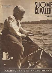 Suomen Kuvalehti  1954 nr 23 / kansi &quot;onkijan onnea&quot;, kalastus, Kokkola esittäytyy, piispa Eino Sormunen,