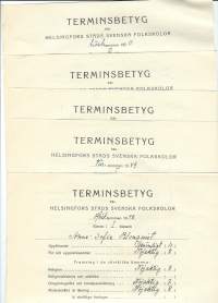 Terminsbetyg  - Helsingfors stads svenska folkskolor  - todistus 1948 - 50