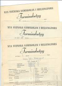 Terminsbetyg  - Helsingfors stads svenska folkskolor  - todistus 1953 - 54