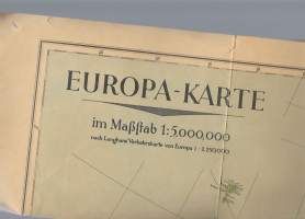 Europa-Karte 1923  - taitettu  kirjekokoon 20x25 cm