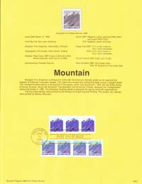 USA - 1996, March 16th:Mountain (American Scenes -sarjaa Vuoret). Voittoa tuottamattomien yhdistysten käyttöön, arvoa ei merkitty.Ensipäiväleima, valmis