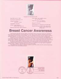USA - 1996, June 15th: Breast Cancer Awareness/RintasyöpätietoisuusEnsipäiväleima, valmis kokoelmasivu sisältää sekä itse postimerkin/postimerkit että