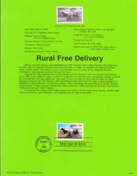 USA - 1996, August 7th :Rural Free Delivery RFD /Maaseudulle ilmainen postinkanto.Ensipäiväleima, valmis kokoelmasivu sisältää sekä itse