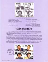 USA - 1996, September 11th :Songwriters/ Kuuluisia säveltäjiä, lauluntekijöitä: Harold Arlen, Johnny Mercer, Dorothy Fields, Hoagy