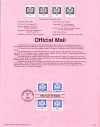 USA - 1995, May 9th:Official Mail/ Virkapostimerkkejä.1c, 2c, 23c ja 32c.Ensipäiväleima, valmis kokoelmasivu sisältää sekä itse postimerkin/postimerkit