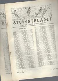 Studentbladet 1919 nrot 8,9,10,11,12,13,14,15,16,17,18,19 ja 20 yht  13 lehteä