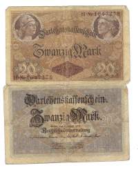 Saksa 20 markkaa 1914 seteli