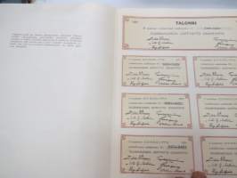 Kuusankosken Lehtitaitto Oy, Kuusankoski 1962, viisi osaketta á 1 000 mk = 5 000 mk, osakkeet nr 2429-2433, Emil Saure -osakekirja -share certificate