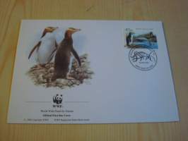 Pingviini, Lintu, WWF, Uusi-Seelanti, 1993, ensipäiväkuori, FDC. Hieno esim. lahjaksi. Katso myös muut kohteeni mm. noin 1 500 erilaista ulkomaista