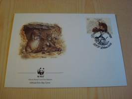 Ilves, WWF, Portugali, 1988, ensipäiväkuori, FDC. Hieno esim. lahjaksi. Katso myös muut kohteeni mm. noin 1 500 erilaista ulkomaista ensipäiväkuorta